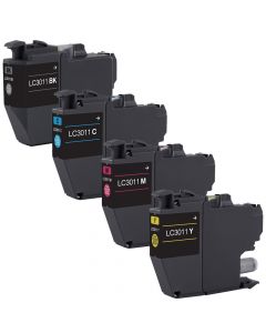 Compatible Set of 4 Ink Cartridges for Brother LC3011: 1 each Black, Magenta, Cyan, Yellow