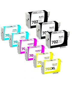 Remanufactured Epson 702XL Ink Cartridge 9-Pack Combo